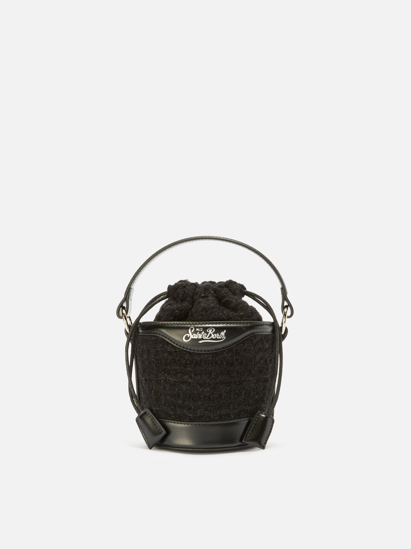 Borsa a secchiello Mila Tweed in misto lana tweed nero
