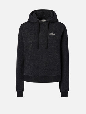 Mindy Hoodie aus schwarzem Baumwoll-Lurex-Gemisch