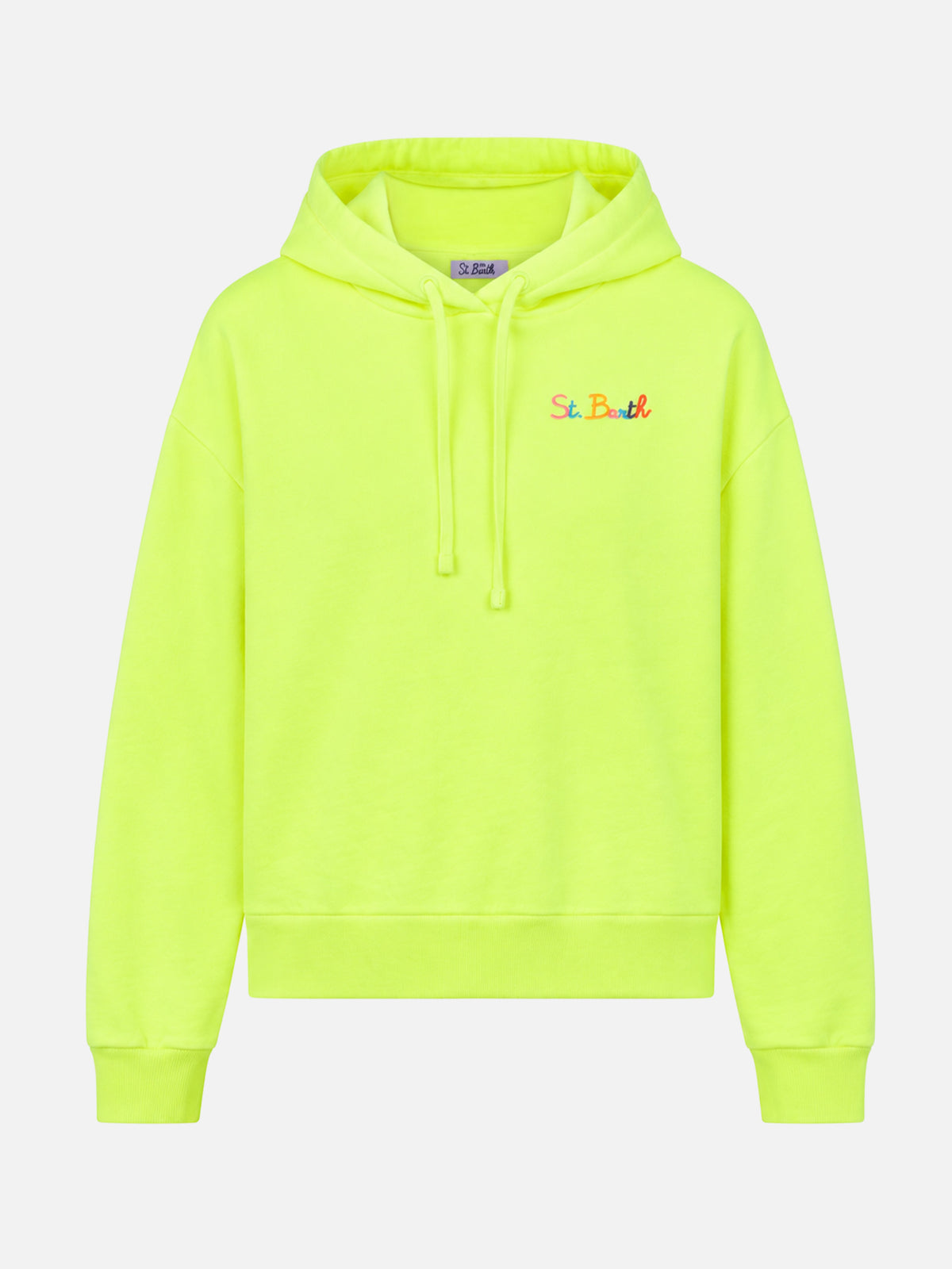 Felpa con cappuccio Mindy Light giallo fluo con ricamo logo