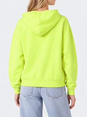 Fluo yellow hoodie with St. Barth embroidery
