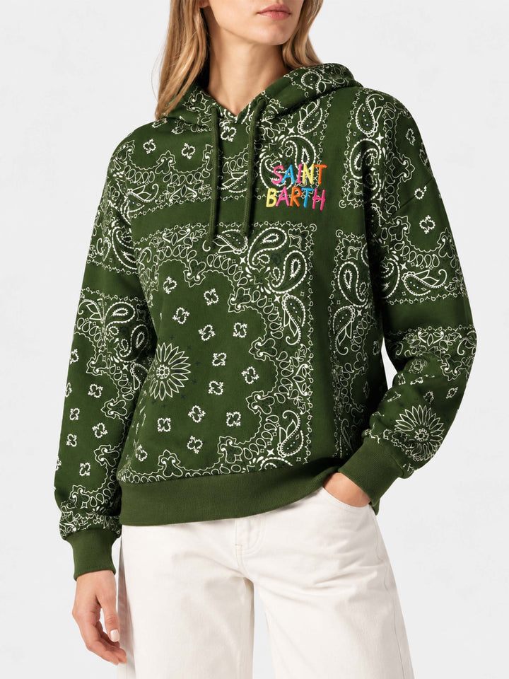 Sudadera con capucha Green Mindy con estampado bandana 