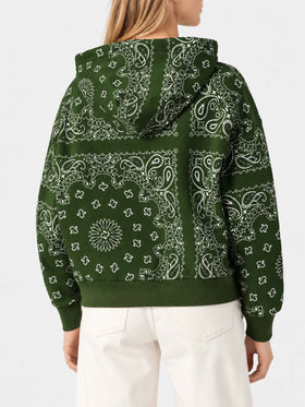 Sweat-shirt à capuche Green Mindy avec imprimé bandana 