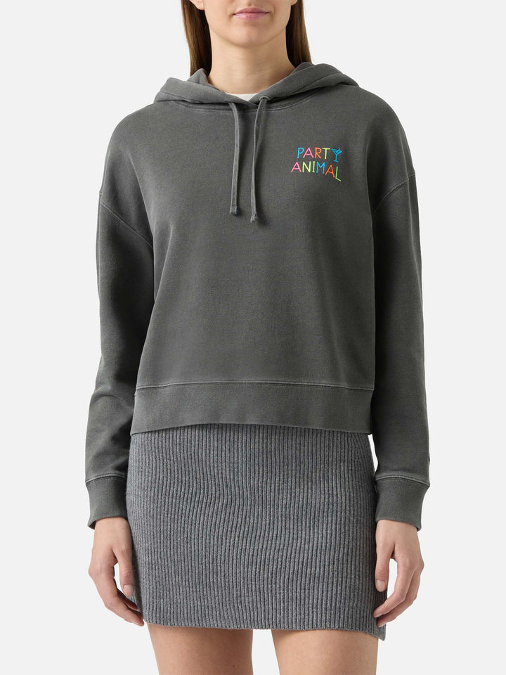 Mindy cotton hoodie with Party Animal embroidery