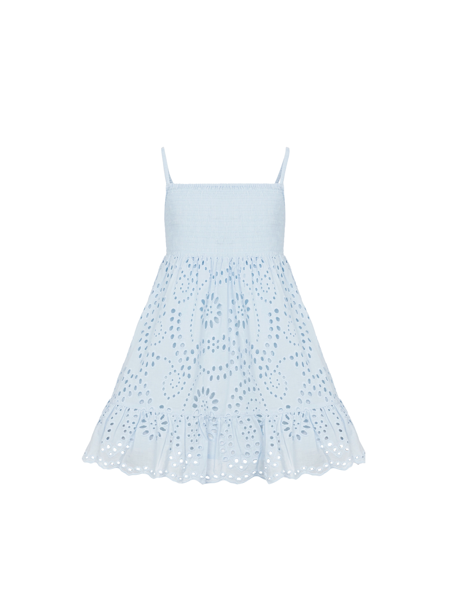 Miki light blue cotton Sangallo lace beach dress