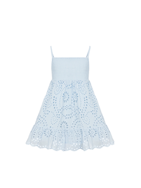Miki light blue cotton Sangallo lace beach dress