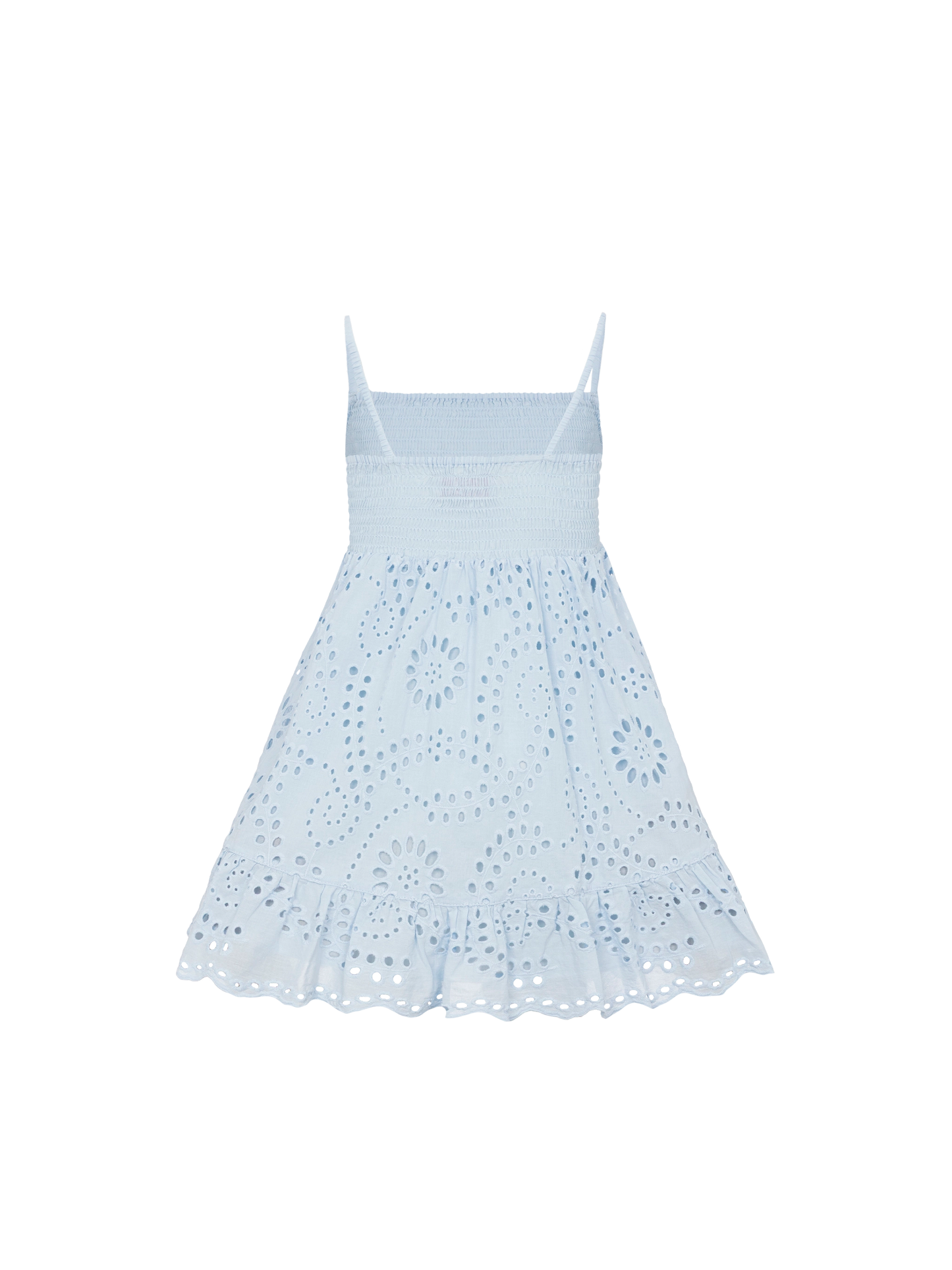 Miki light blue cotton Sangallo lace beach dress