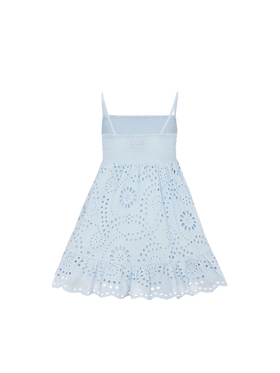 Miki light blue cotton Sangallo lace beach dress