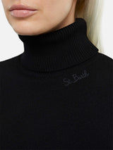 Woman black cashmere blend turtleneck sweater Moody