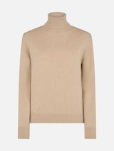 Woman beige cashmere blend turtleneck sweater Moody