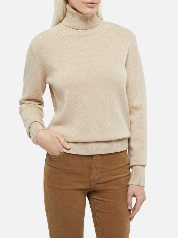 Beigefarbener Pullover aus Kaschmirmischung für Damen Moody