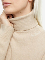 Woman beige cashmere blend turtleneck sweater Moody