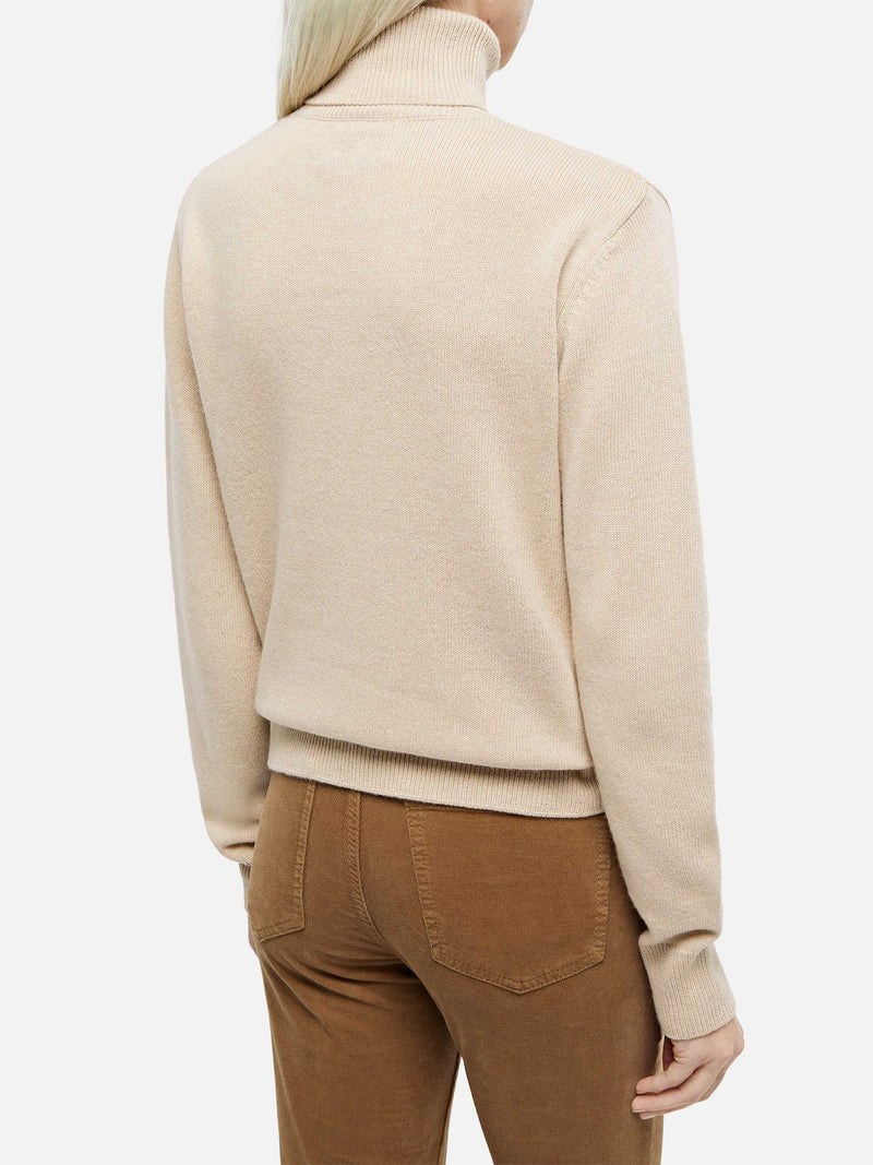 Woman beige cashmere blend turtleneck sweater Moody