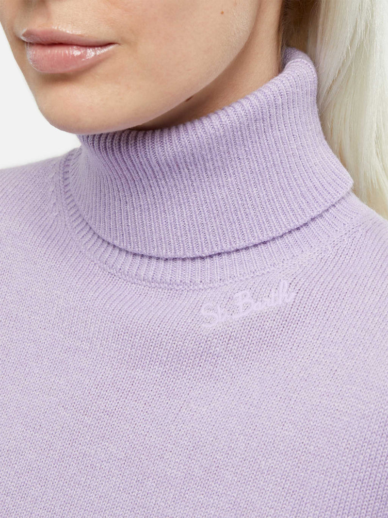 Woman lilac cashmere blend turtleneck sweater Moody