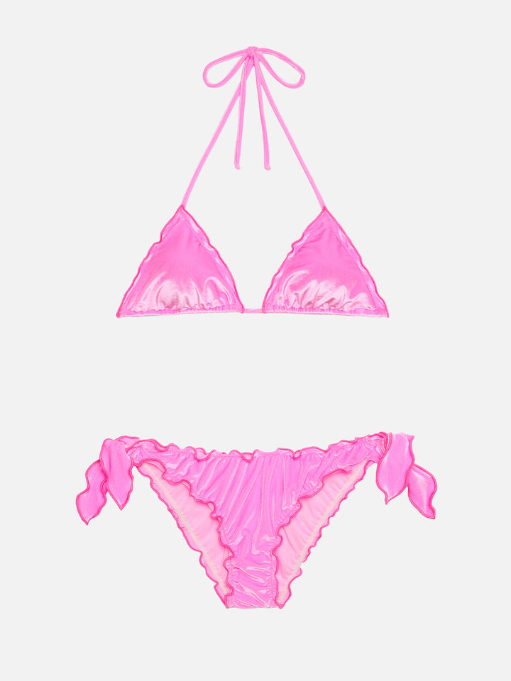 Moon slip mare classico in velluto color rosa - Sagittarius top a triangolo classico in velluto rosa