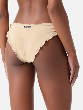 Woman gold lurex classic swim briefs Moon