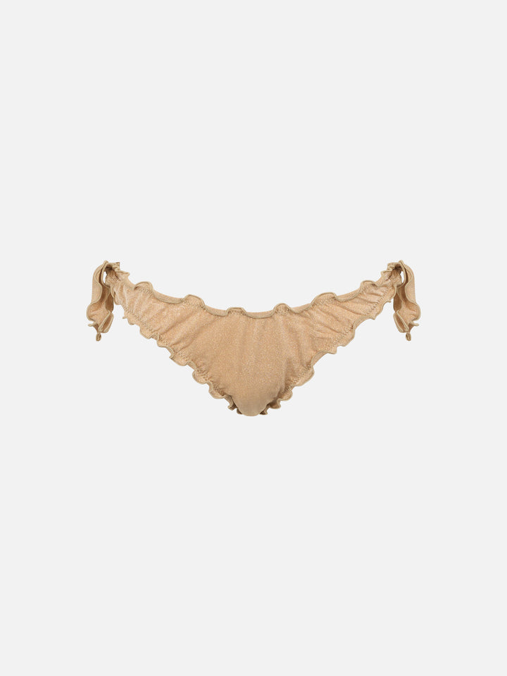 Bikini de triángulo clásico de lúrex dorado para mujer Sagittarius Moon 