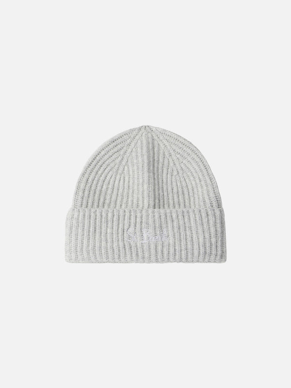 Woman mélange grey blended cashmere hat Moss