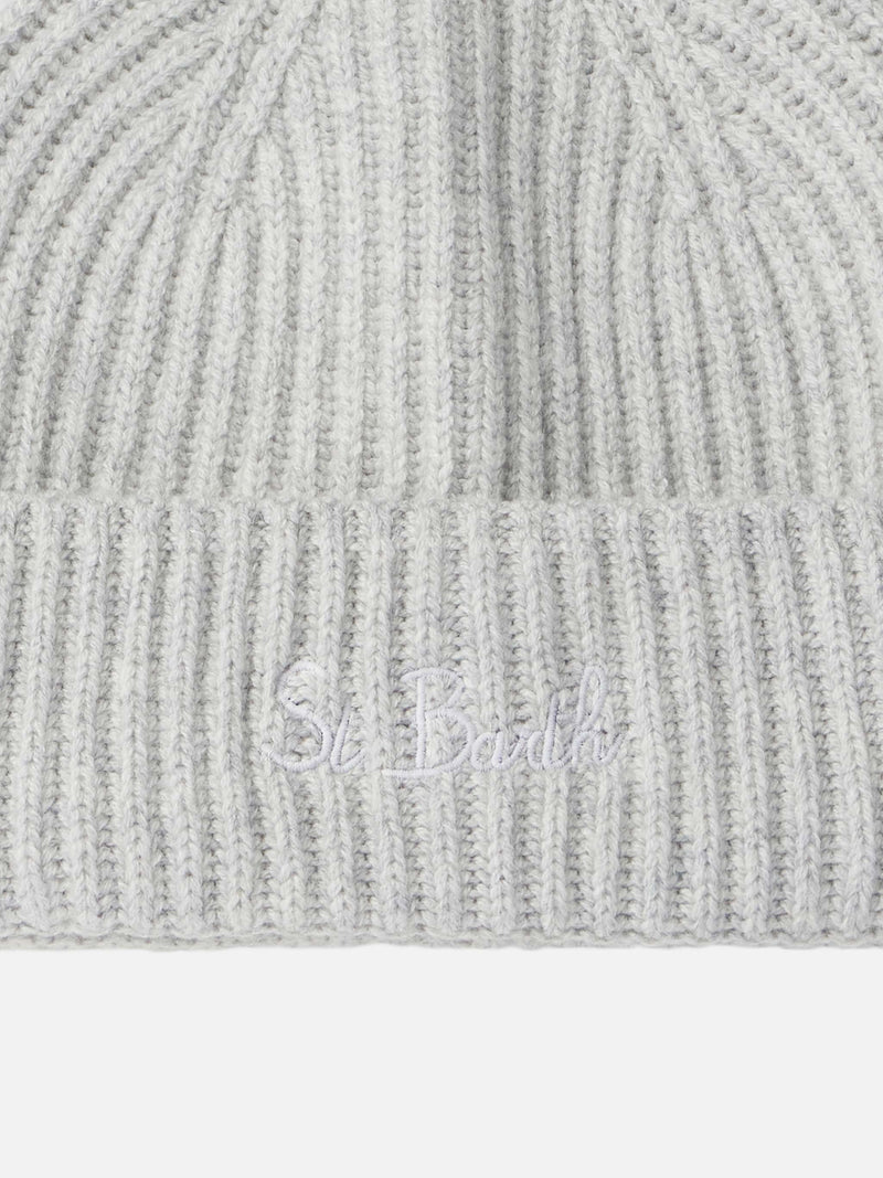 Woman mélange grey cashmere blend hat Moss