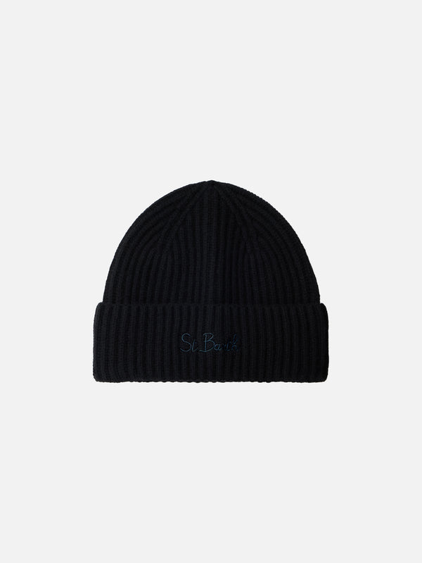 Woman black cashmere blend hat Moss