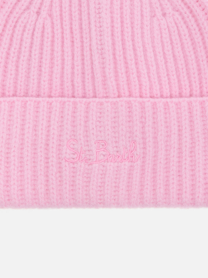 Moss Jr Beanie in pink 100% WOOL with St. Barth embroidery