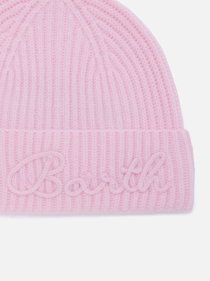 Bonnet Pink Moss en mélange de laine d’alpaga avec broderie du logo 