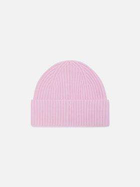 Berretto Moss rosa in misto lana e alpaca con ricamo logo