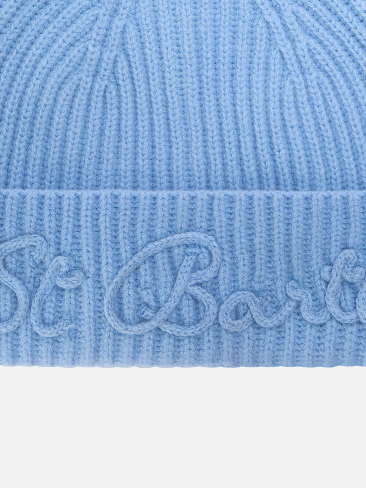 Gorro beanie de mezcla de lana de alpaca Light blue Moss con bordado del logo 