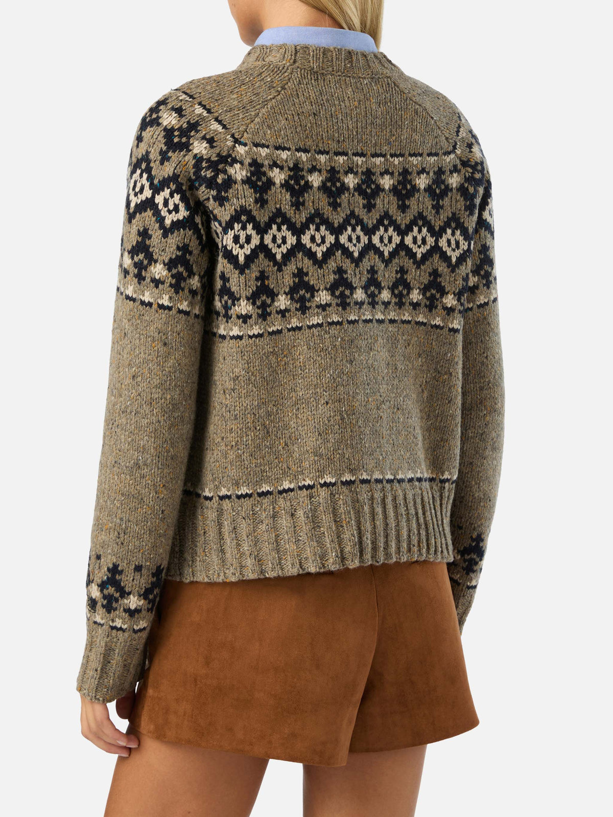 Merida Donegal wool blend crewneck knit with fair isle pattern
