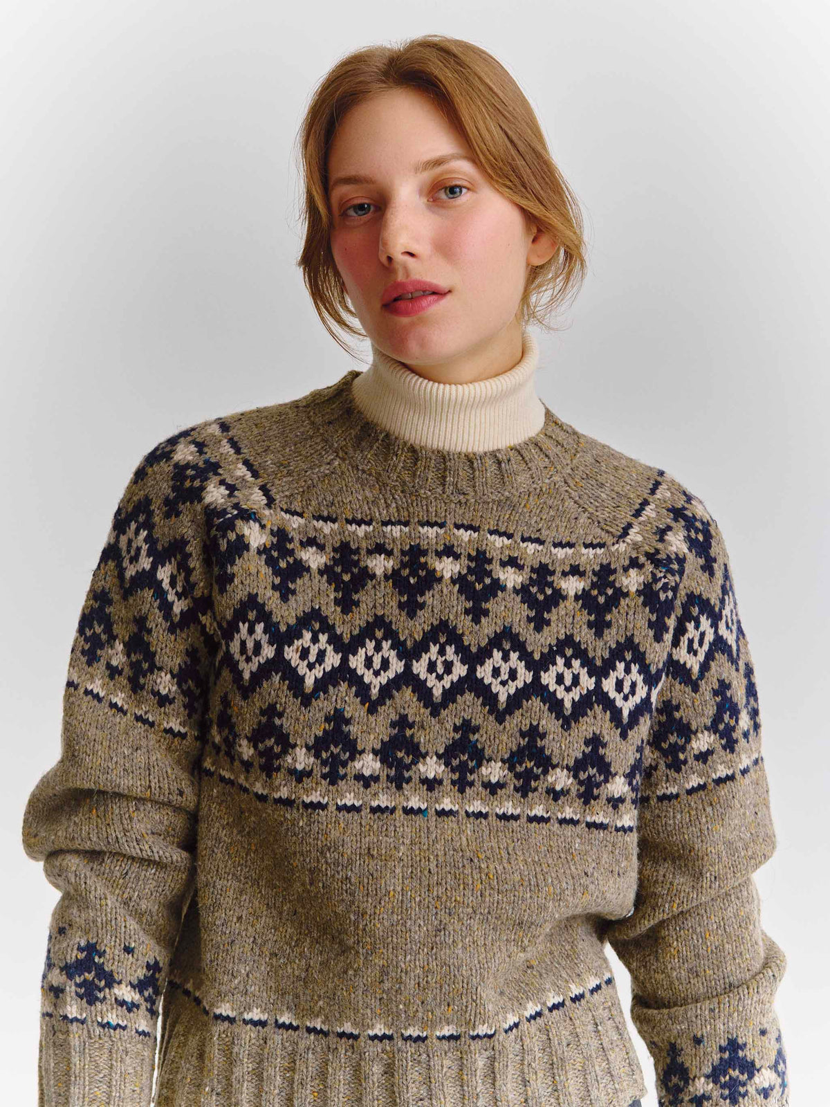 Pull ras-du-cou Merida en mélange de laine Donegal avec motif Fair Isle 