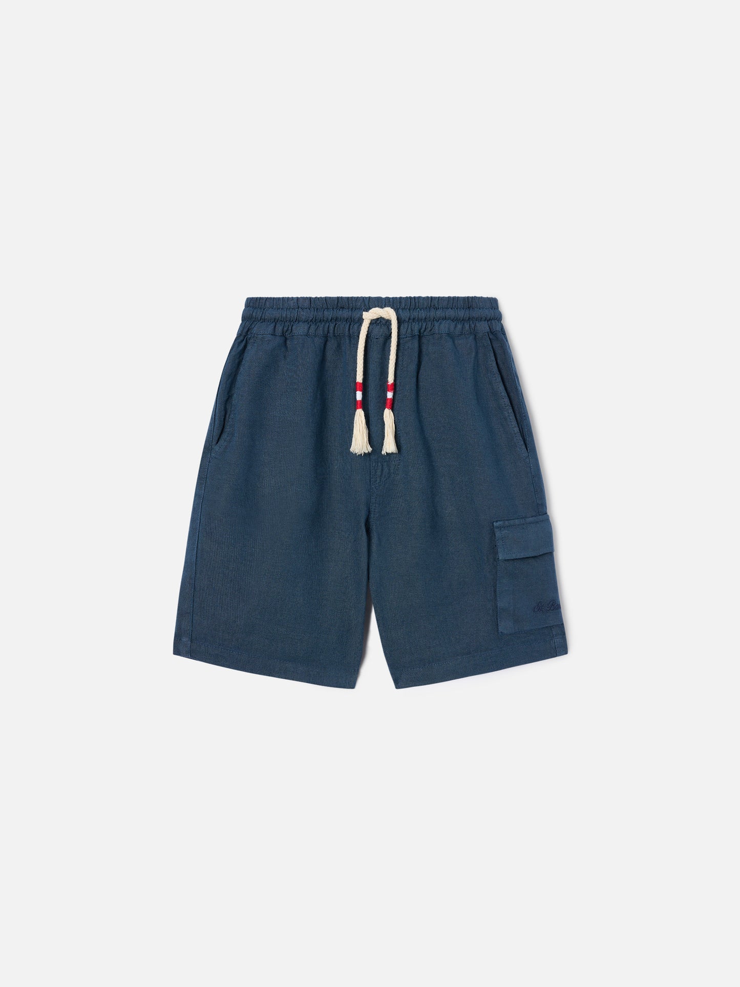 Marineblaue Bermuda-Shorts Marseille Jr aus Leinen 