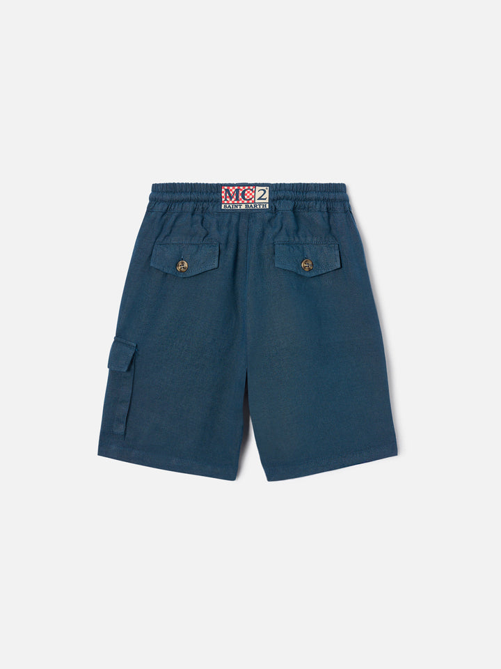 Marineblaue Bermuda-Shorts Marseille Jr aus Leinen 