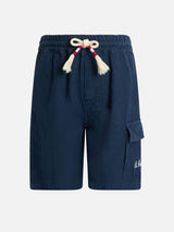 Bermuda da bambino in lino blu navy Marsiglia Jr