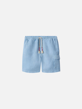 Light blue Marseille Jr shorts in linen