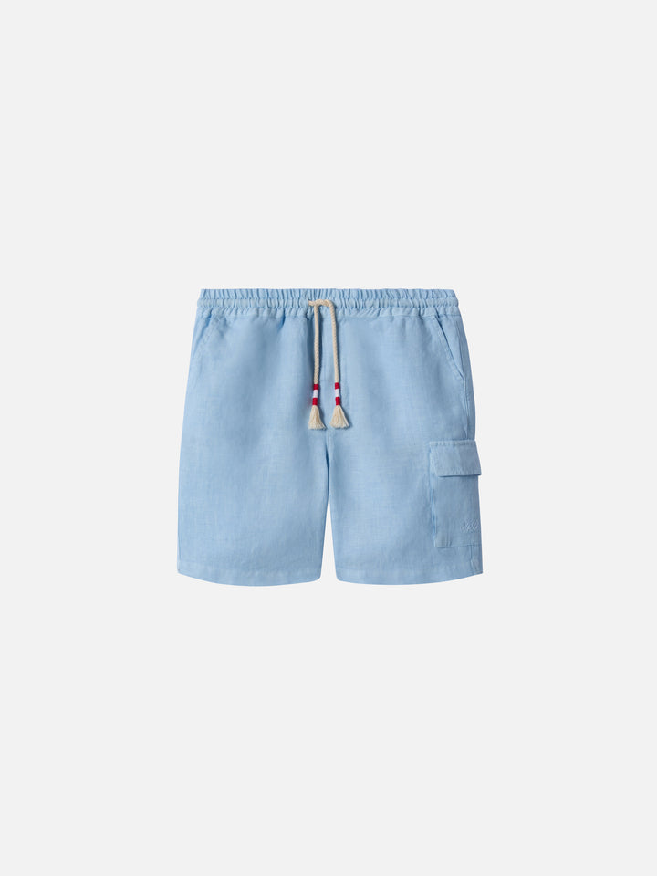 Light blue Marseille Jr shorts in linen