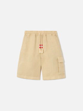 Shorts Marseille Jr beige en lino 