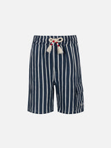 Boy blue striped linen bemuda Marseille Jr