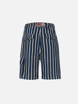 Boy blue striped linen bemuda Marseille Jr