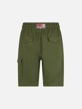 Man military green linen bermuda Marseille