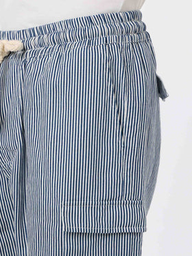 Bermuda da uomo Marseille in lino rigato blu