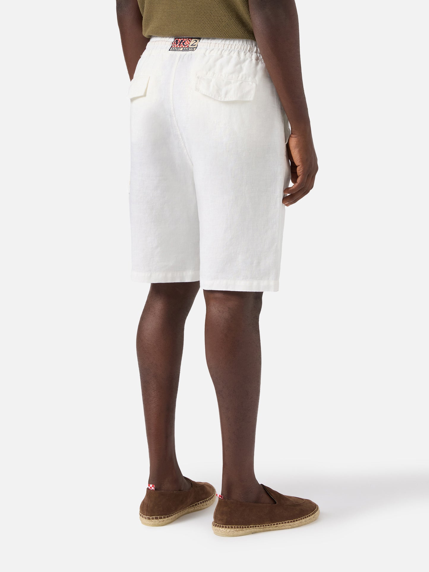 White Marseille bermuda shorts in pure linen