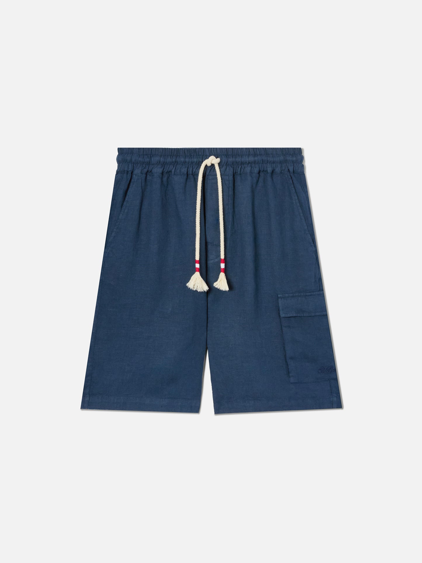 Bermuda Marseille in lino blu navy tinta unita