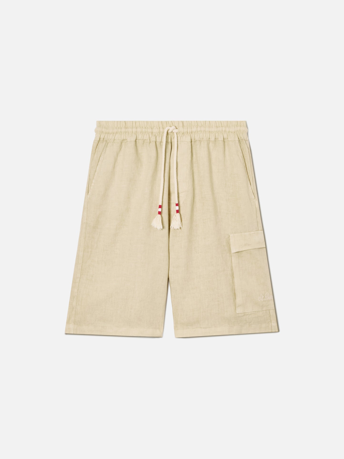 Herren beige Leinen-Bermuda Marseille