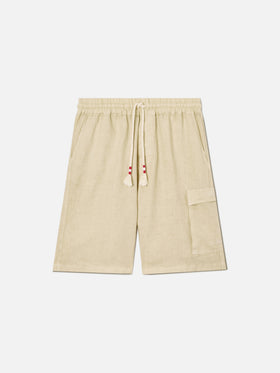 Herren beige Leinen-Bermuda Marseille