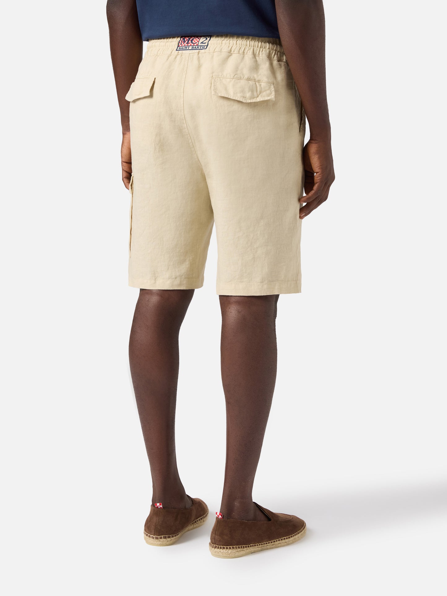 Herren beige Leinen-Bermuda Marseille