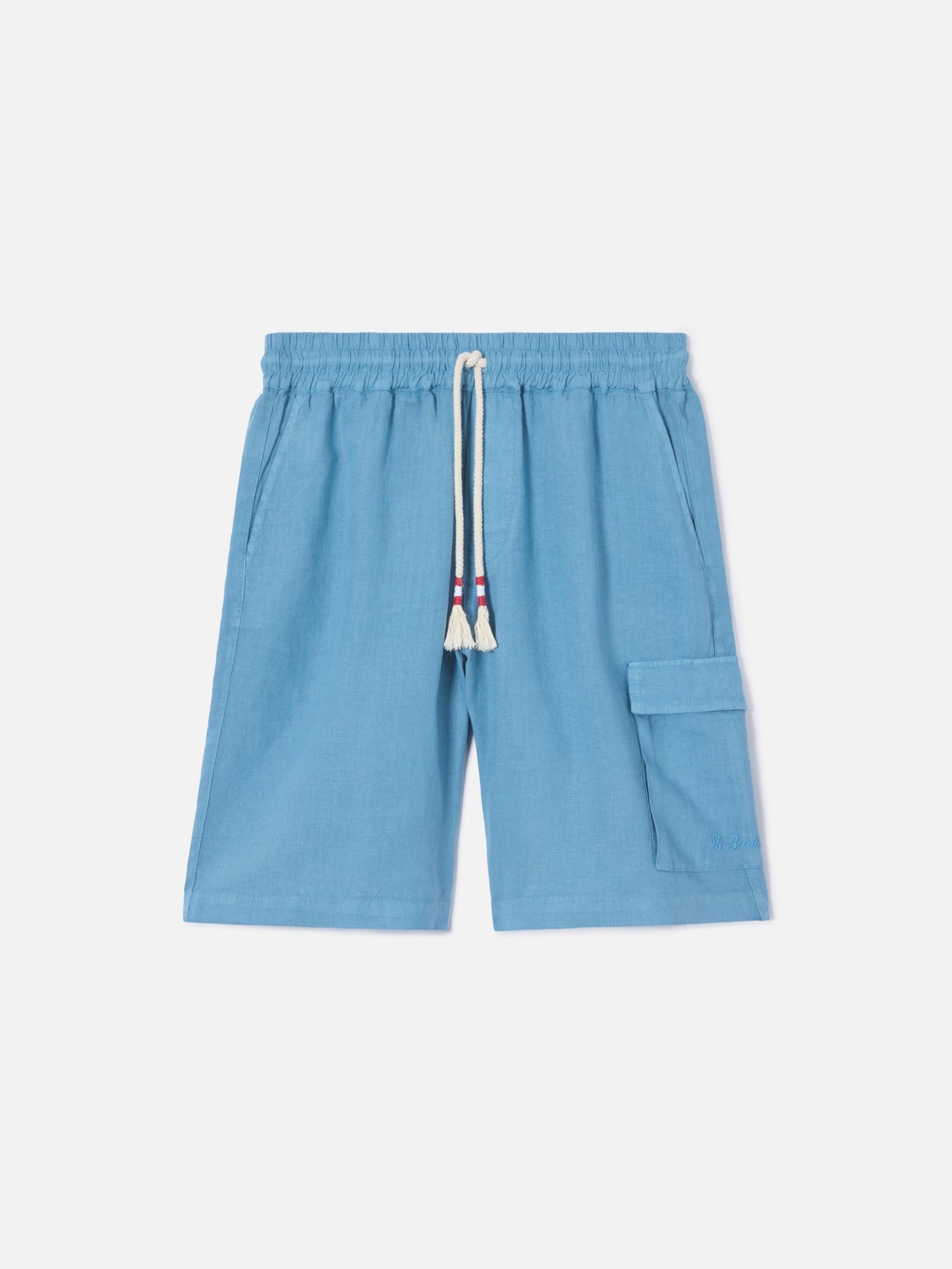 Bermuda Marseille in puro lino azzurro polveroso