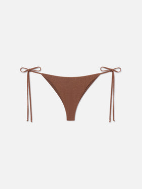 Brown lurex Marielle swim briefs
