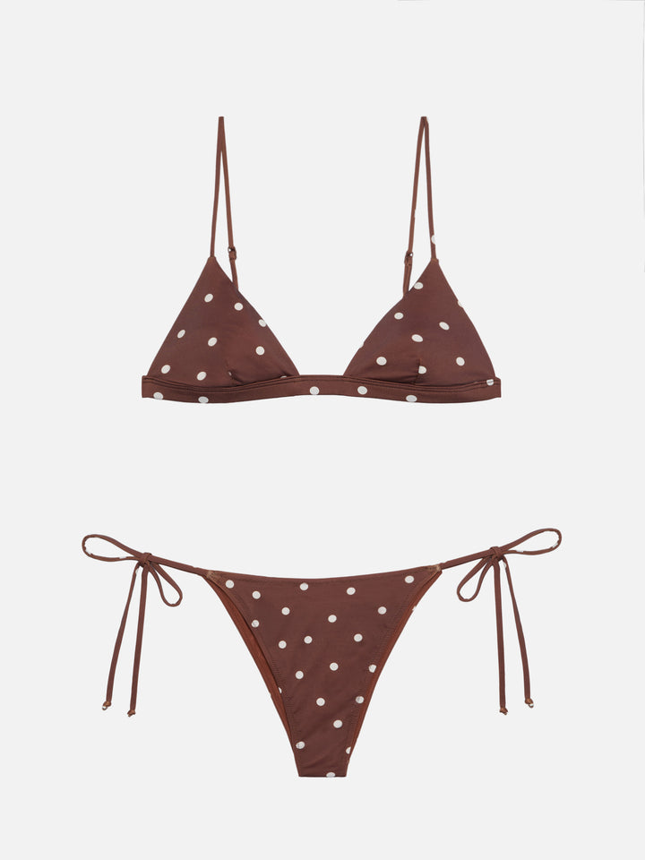 Marielle classic swim briefs with polka dots print - Rylie triangle top with polka dots print - MC2 Saint Barth