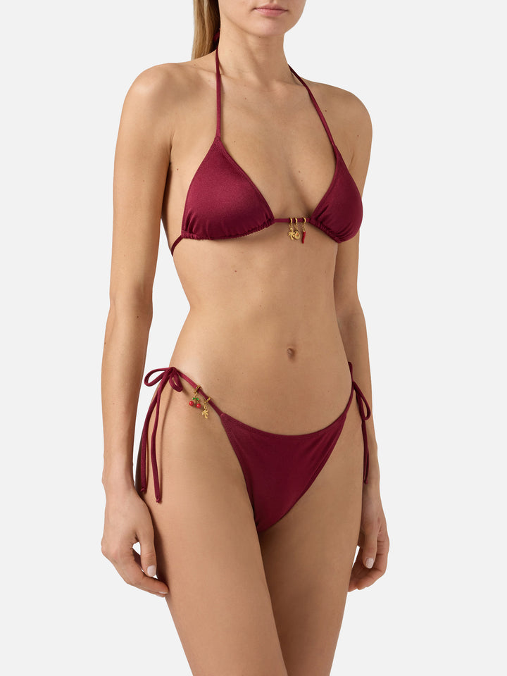 Bikini Leah Marielle rouge à finition brillante avec charms 