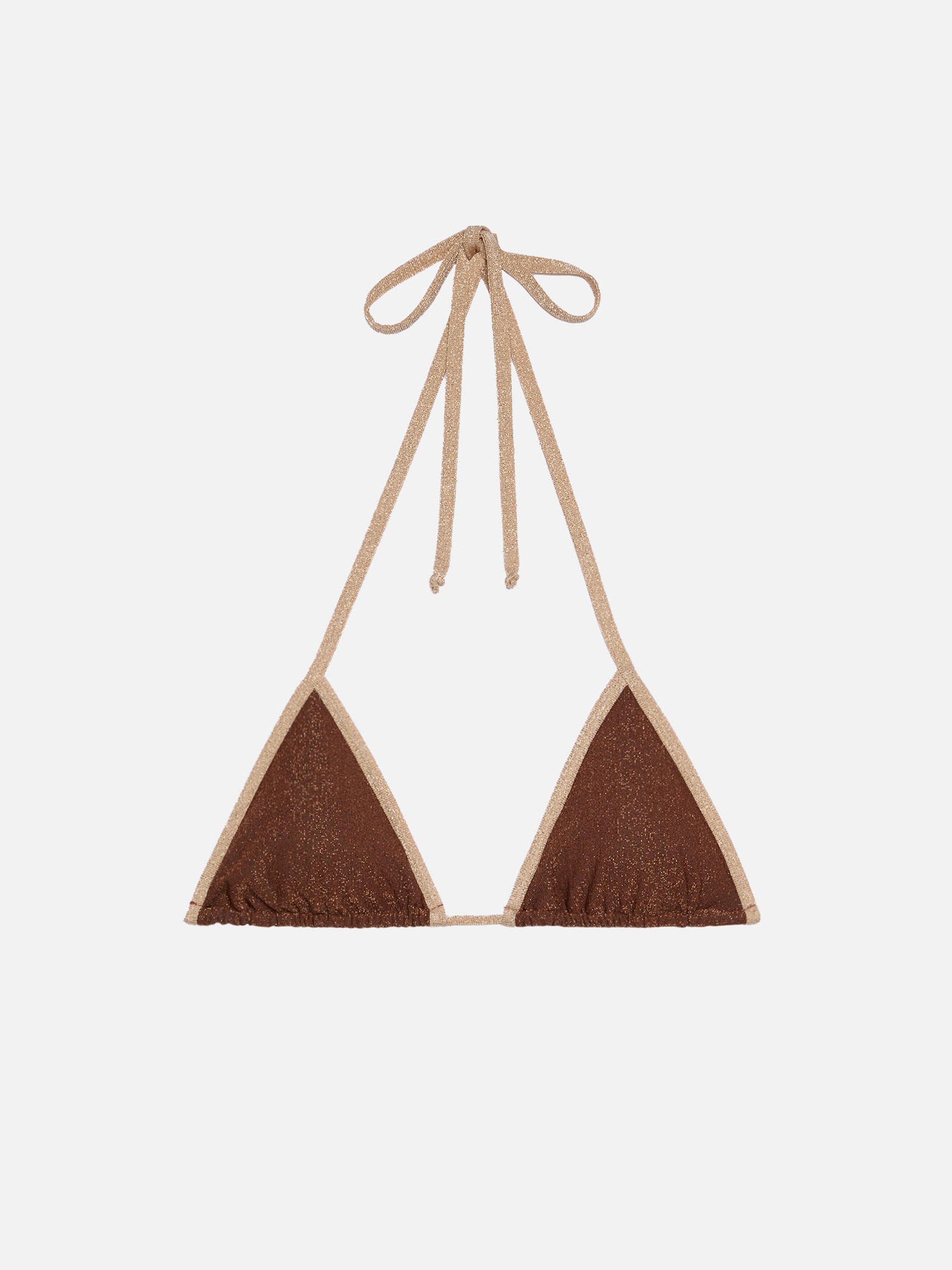 Leah brown lurex triangle top with gold piping - MC2 Saint Barth