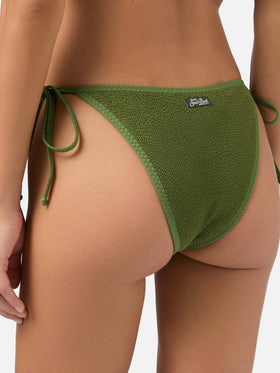 Badeshorts für Damen in Crinkle-Optik in Waldgrün